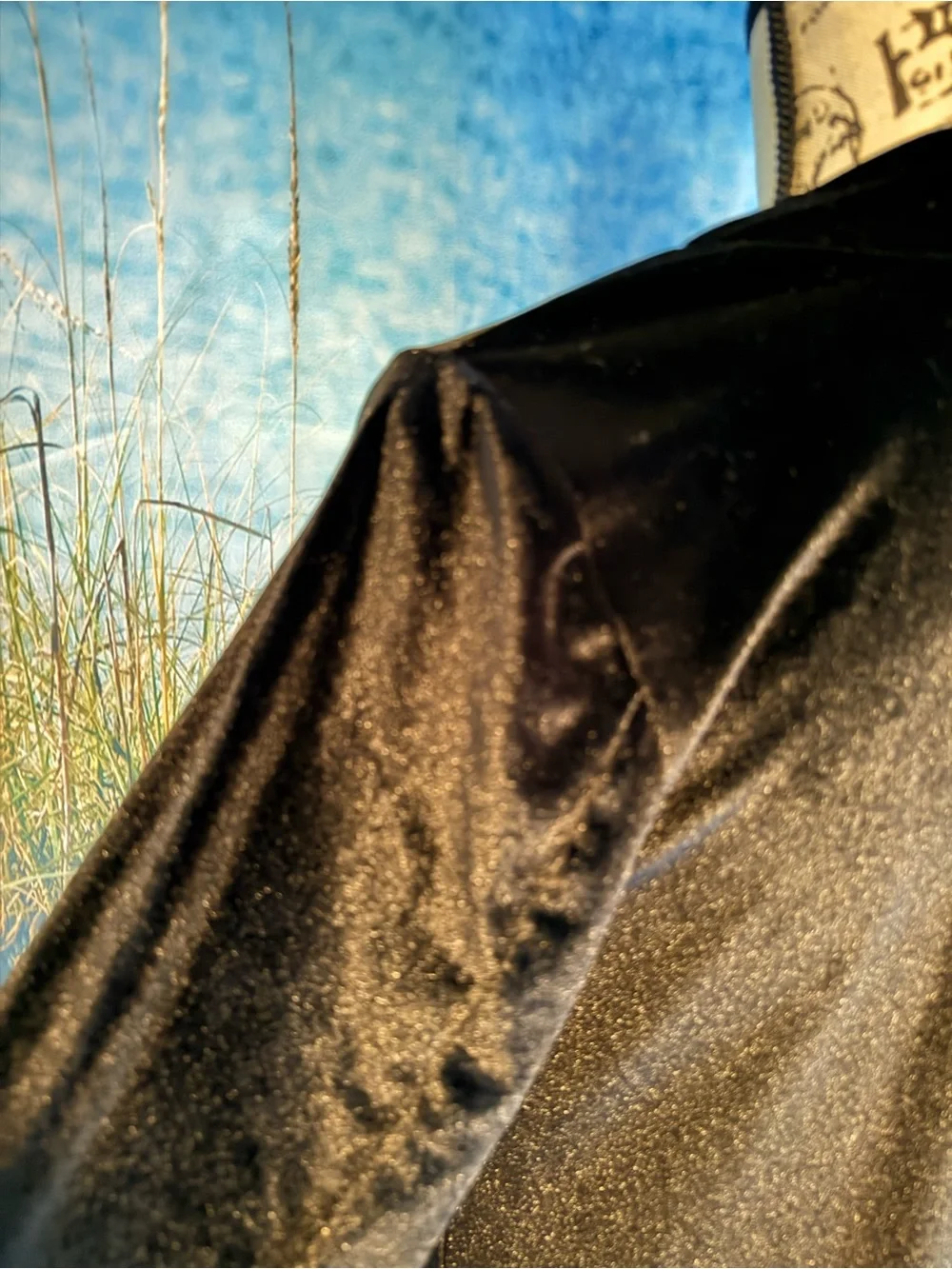 Women's Black Velvet Open-Front Drape Jacket